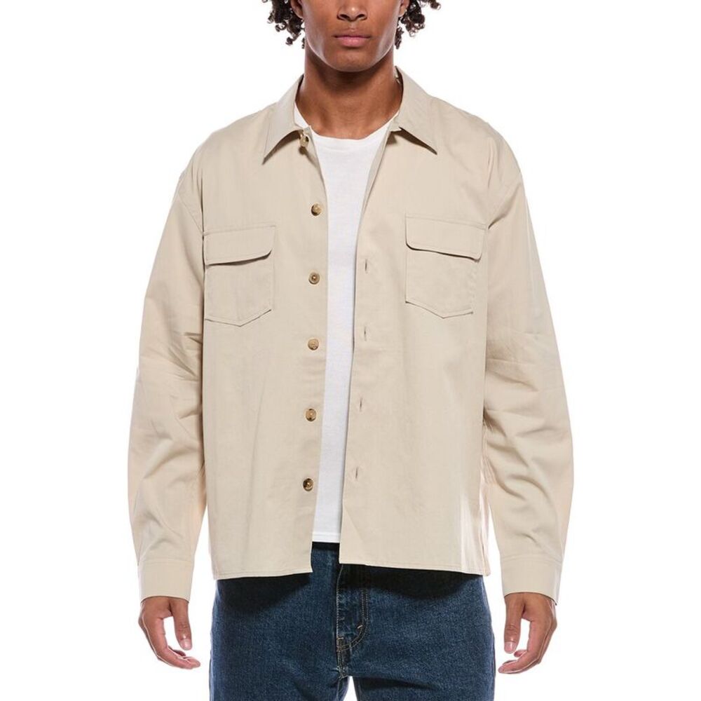 Frame Denim Mens Frame Double Pocket Overshirt, Brown